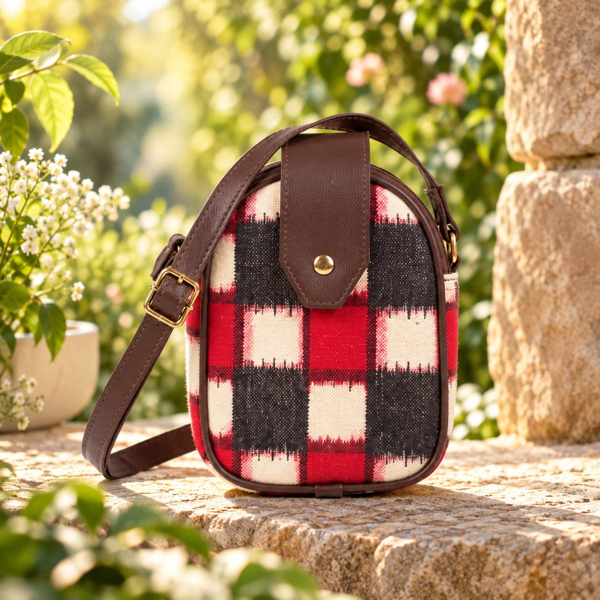 Checked Crossbody Bag