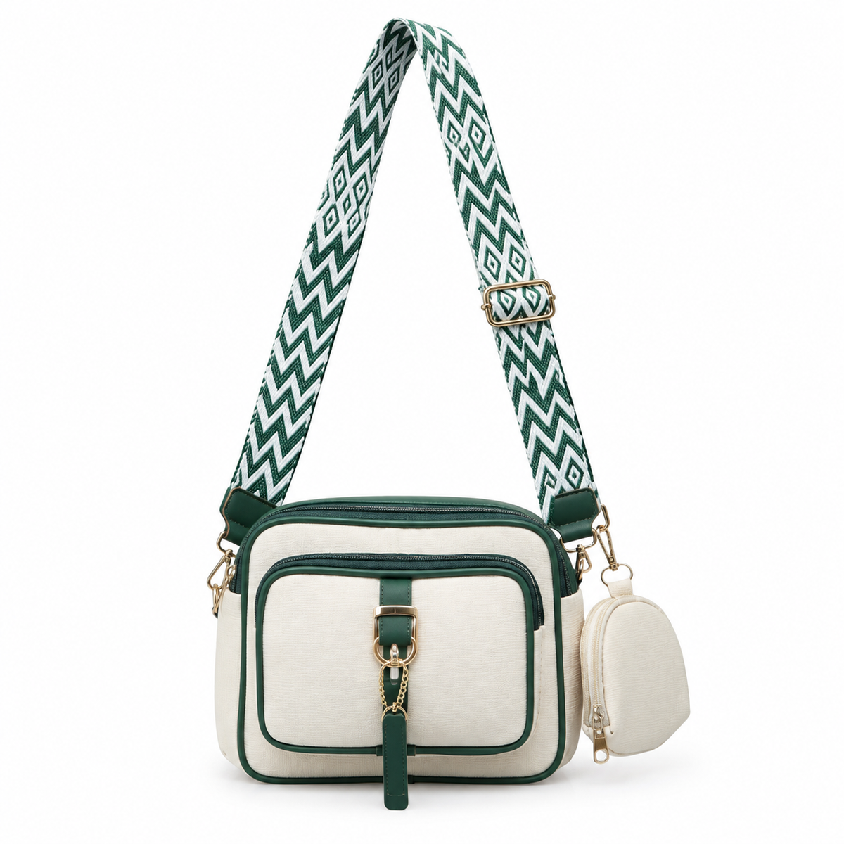 Luxe Two-Tone Braided Handle Shoulder Bag – Ivory & Black